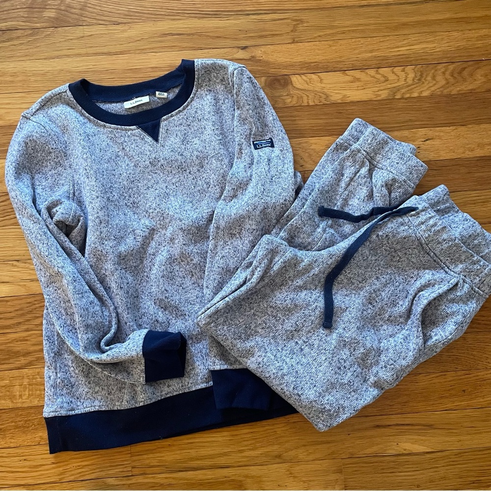 L.L. Bean Heather Navy Sweatshirt and Joggers Lounge / Pajama set